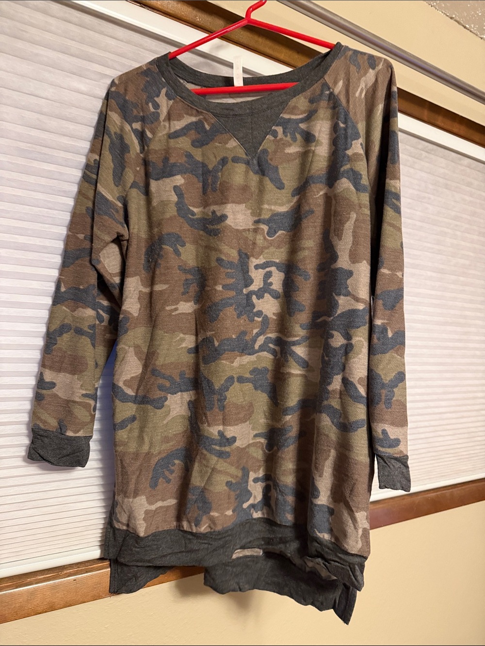 Emerald Camo Tunic Sweatshirt in Green, Tan & Gray